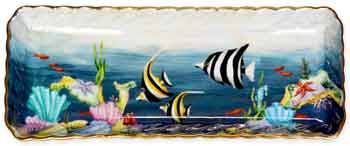 Ínspired by the Reef' oblong dish hand painted by Anne Blake